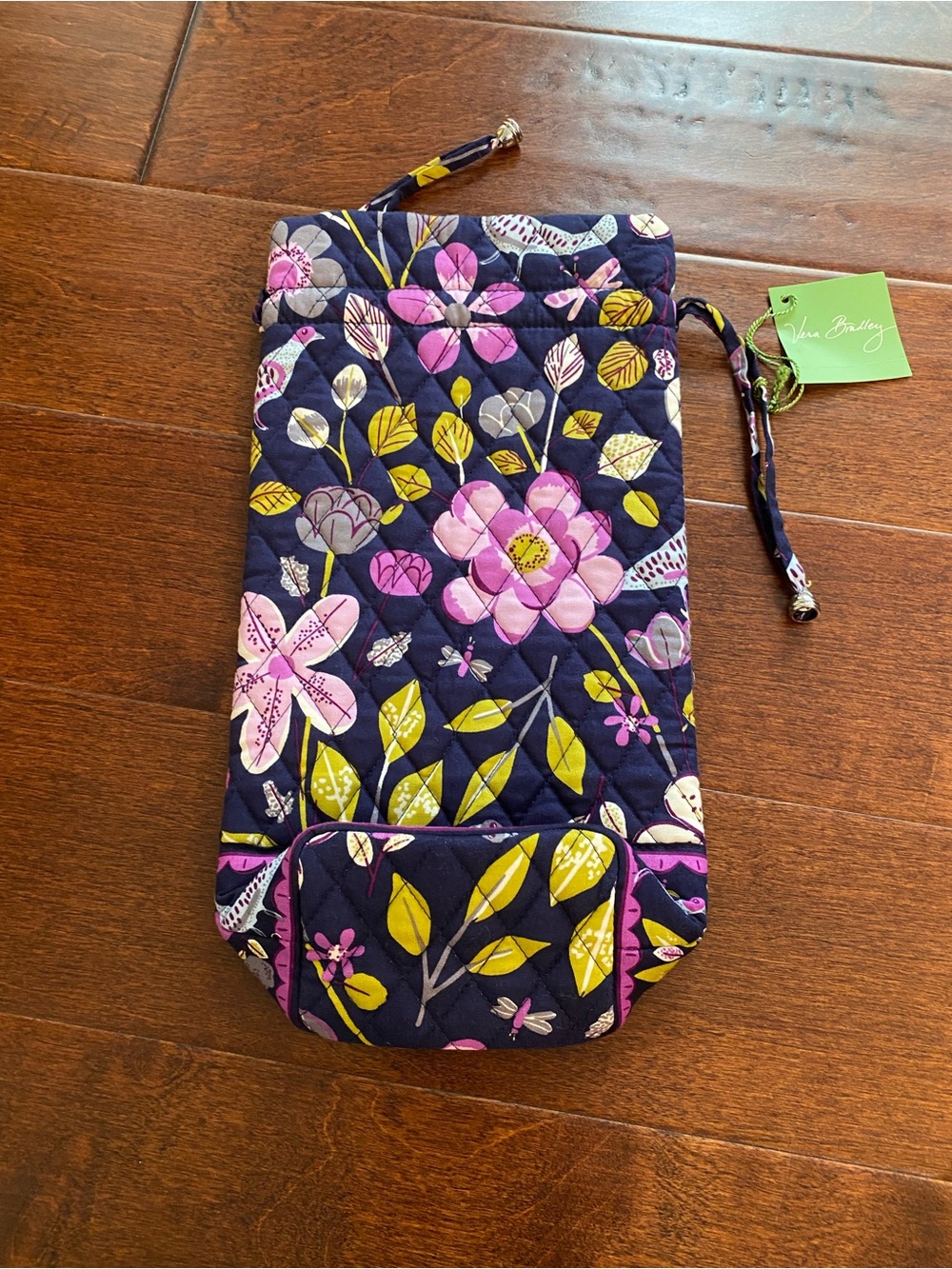 Vera Bradley Floral Nightingale Cheers To You Wine Bottle Tote Bag NWT